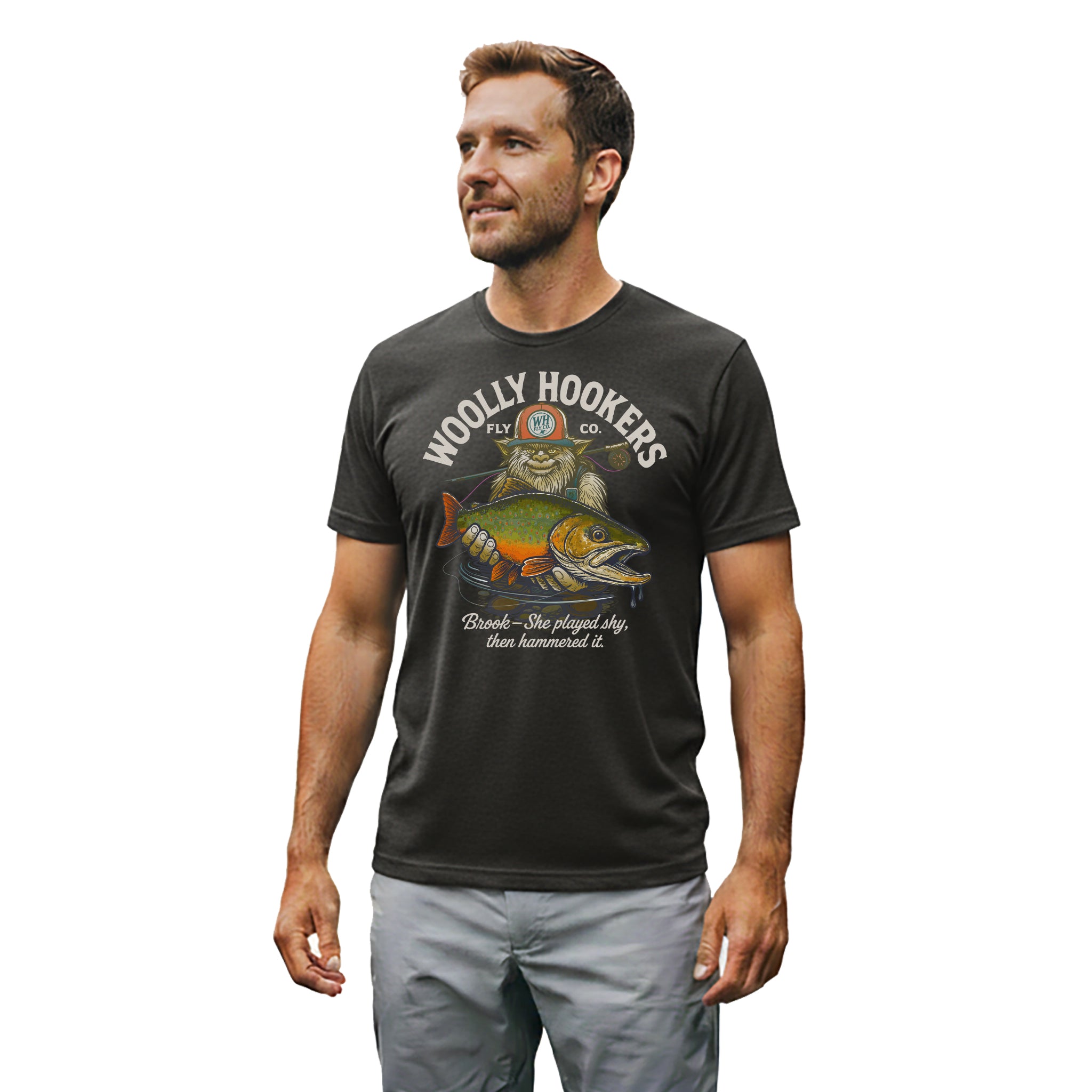 Brook Played Shy Tee  – Woolly Hookers Fly Co.